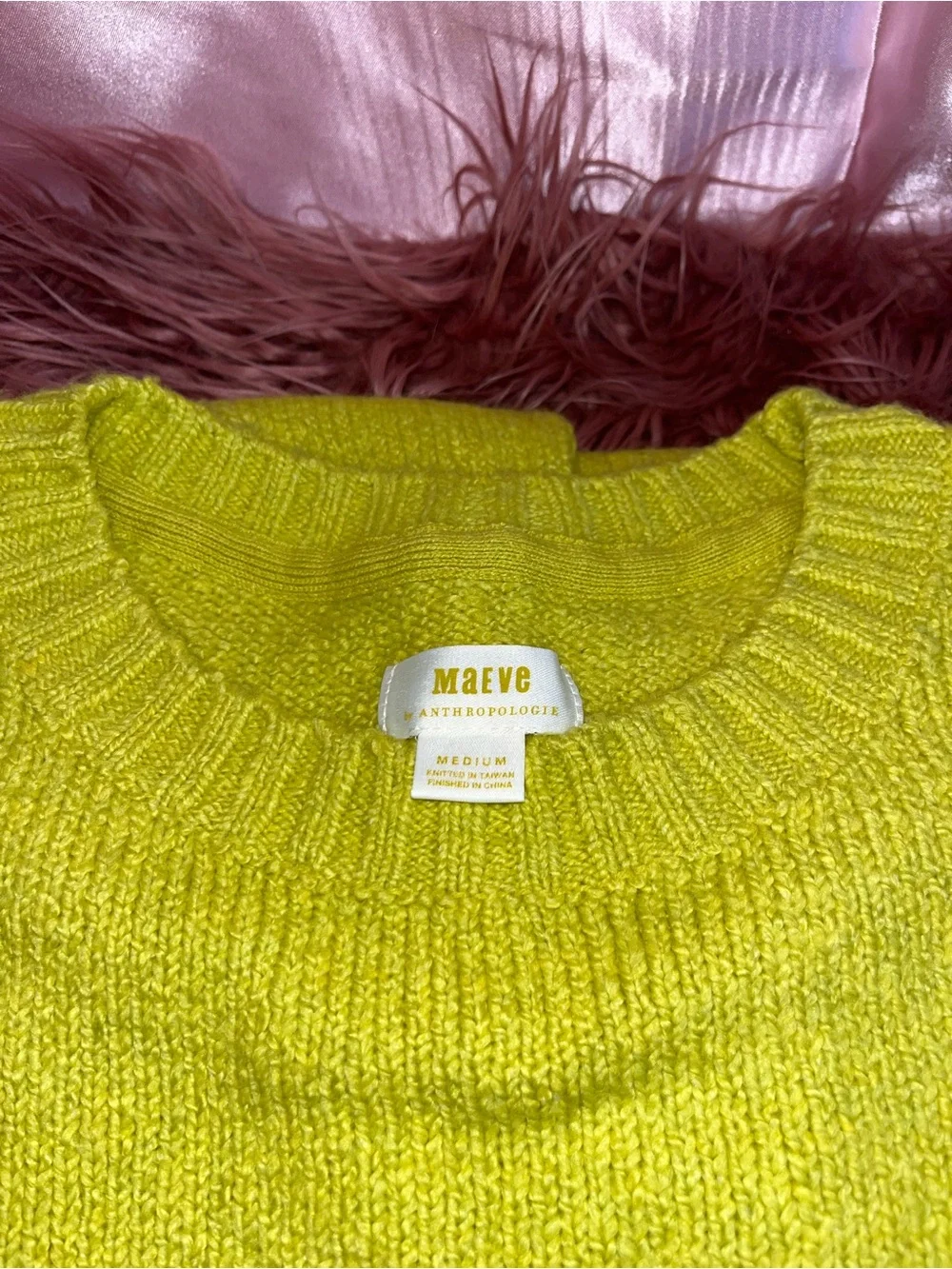 Anthropologie Maeve Lime Green Crewneck Sweater - Picture 3 of 3